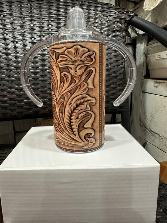 Leather Tooled Print Insulated Sippy Cup