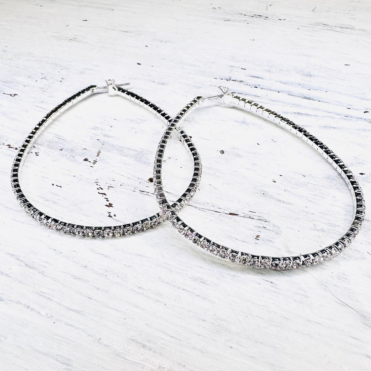 2.5" Teardrop Rhinestone Earrings