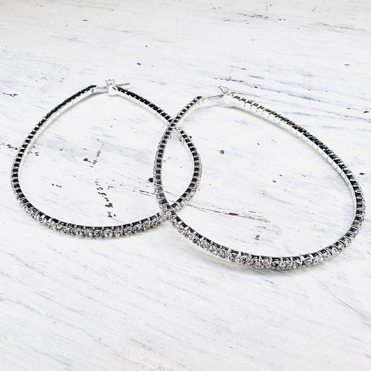 2.5" Teardrop Rhinestone Earrings