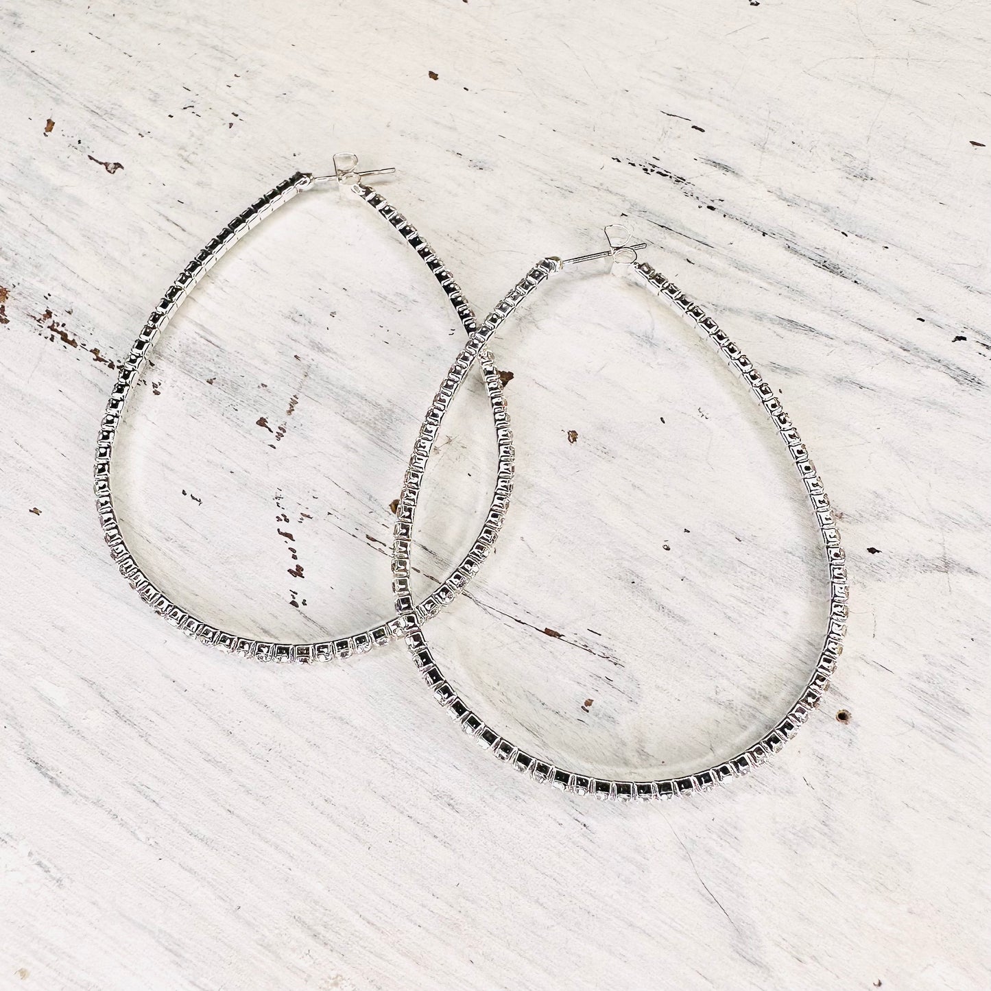 2.5" Teardrop Rhinestone Earrings