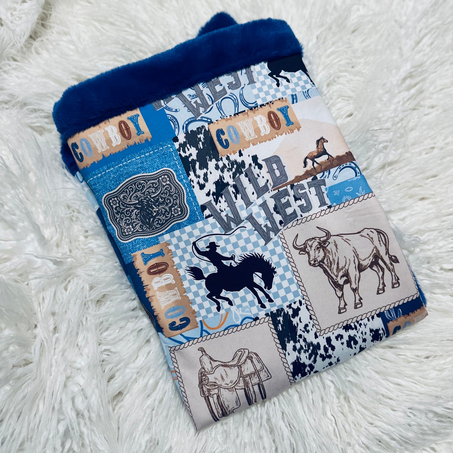 Wild West Cowboy Blue Blanket