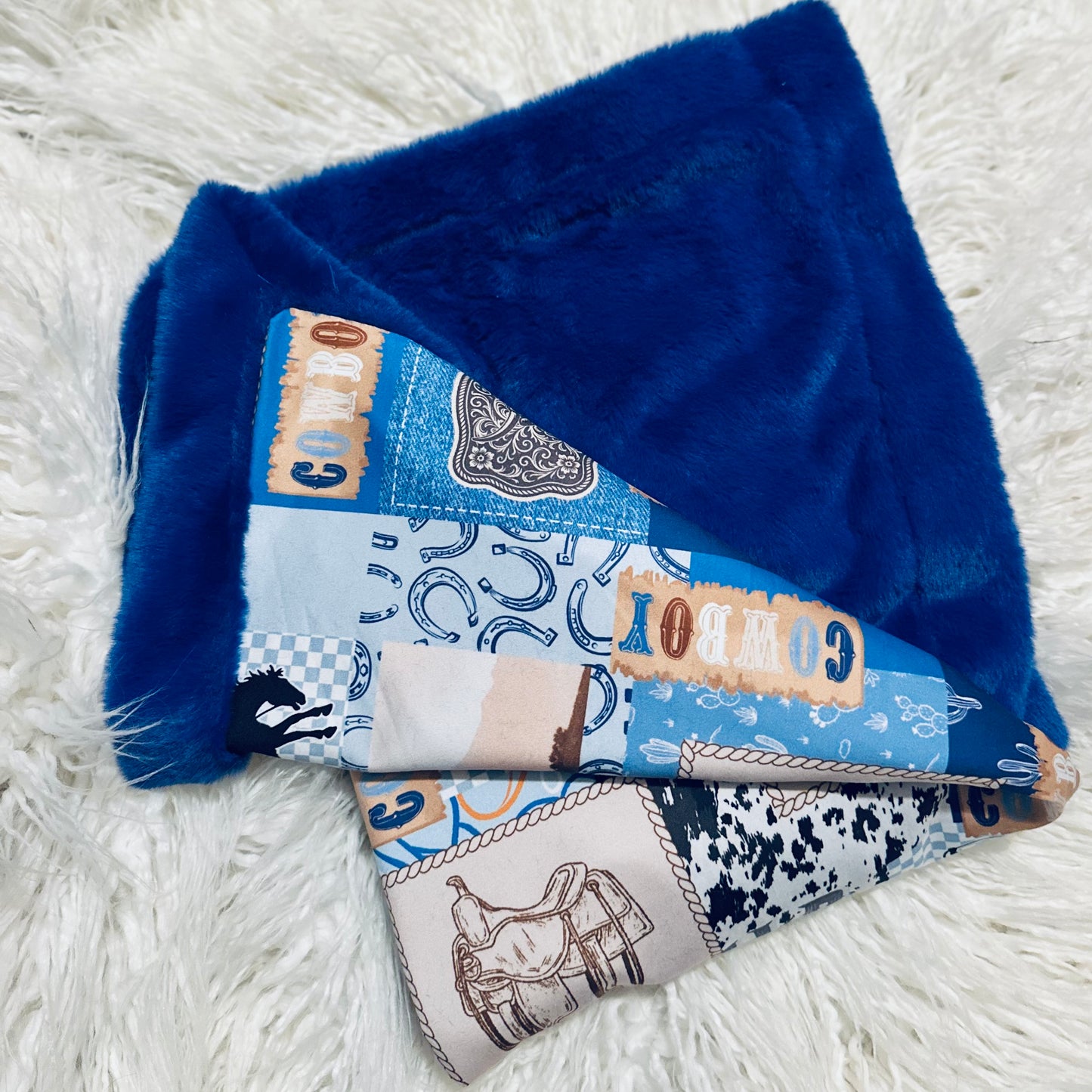 Wild West Cowboy Blue Blanket