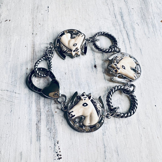 Horseshoe & Horse Large Link Bracelet