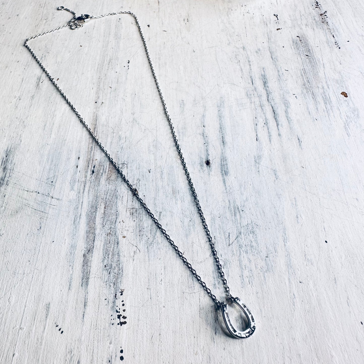 White Gold Dipped Dainty Horseshoe Necklace