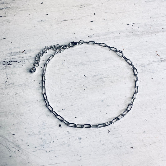 Silver Paperclip Chain Anklet