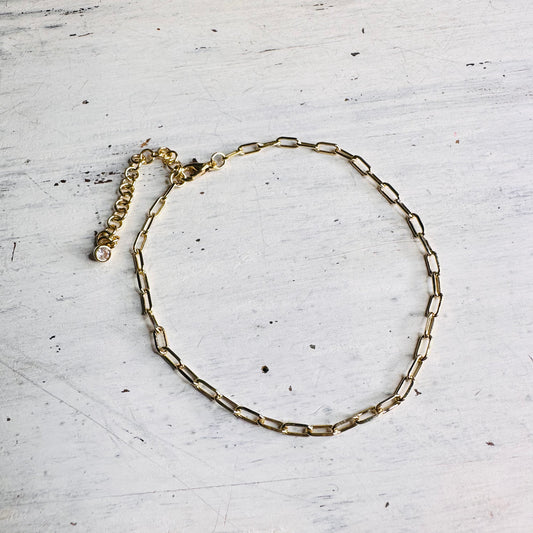 Gold Paperclip Chain Anklet