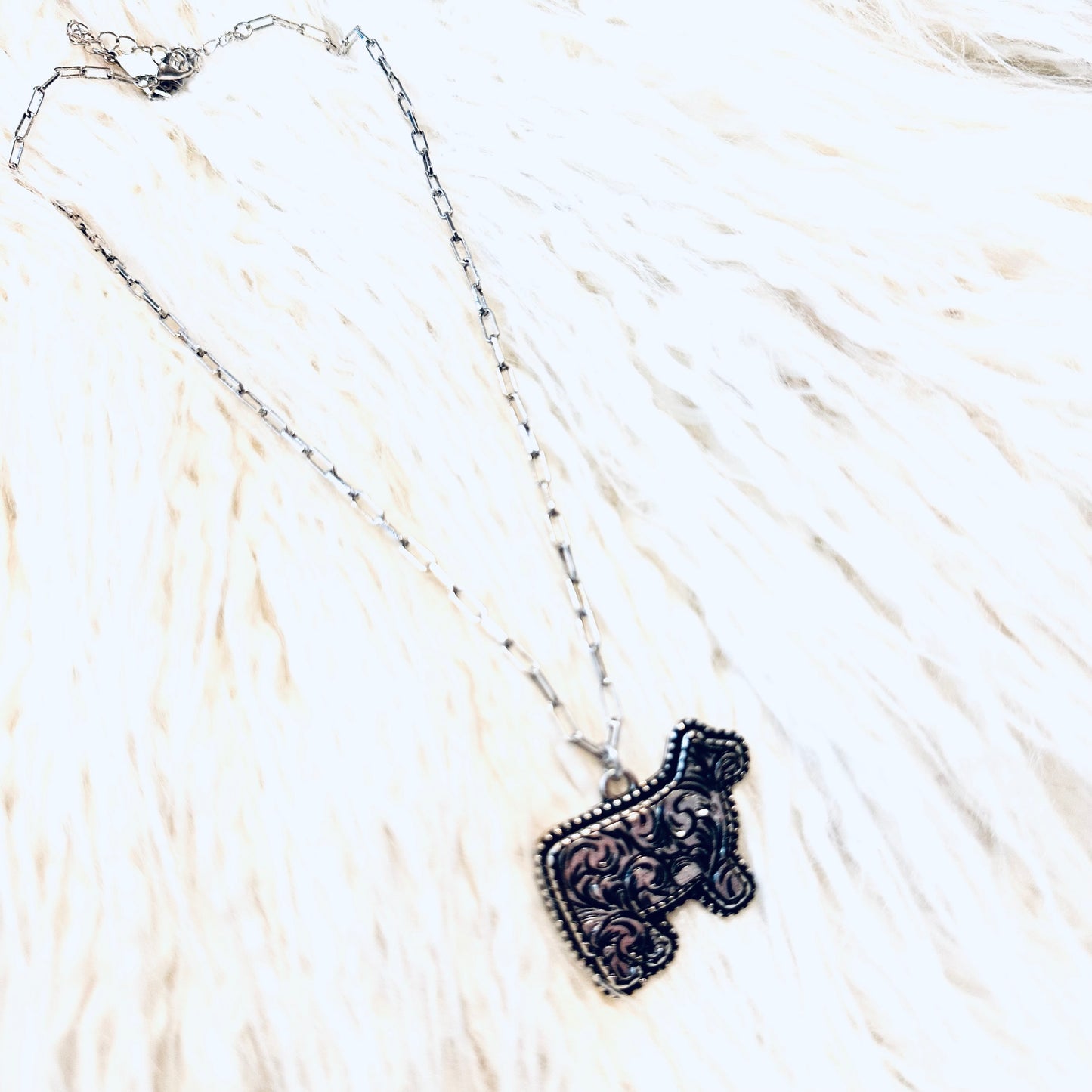 Filagree Cow Pendant Necklace