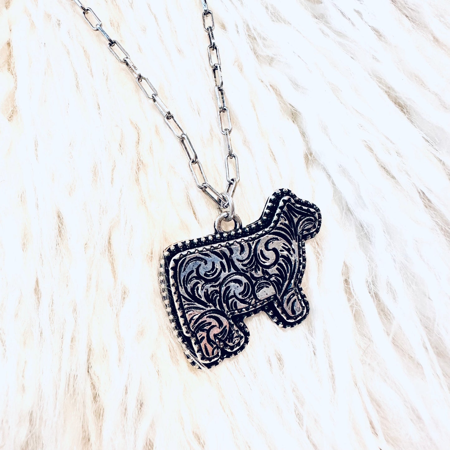 Filagree Cow Pendant Necklace