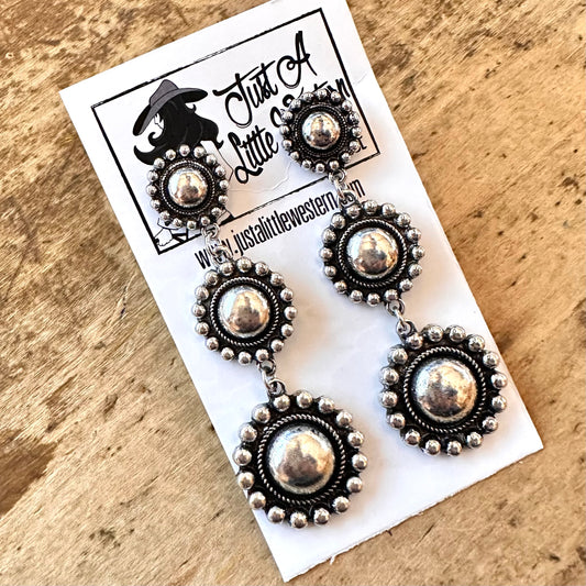 Triple Round Concho Post Earrings