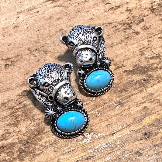 Cow & Turquoise Post Earring