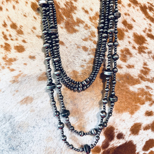5 Layer Pewter Pearl Necklace