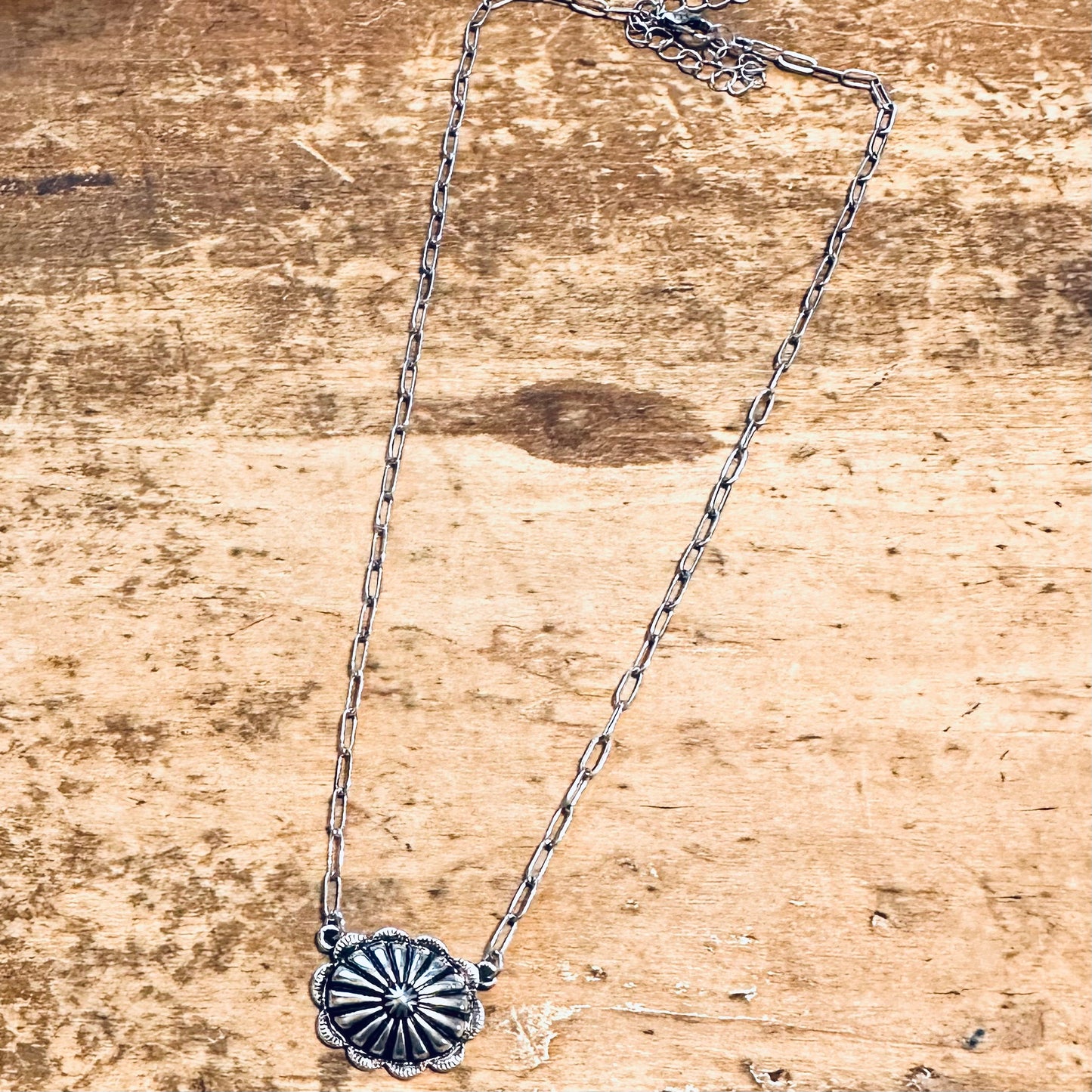 Oval Concho Paperclip Chain Necklace