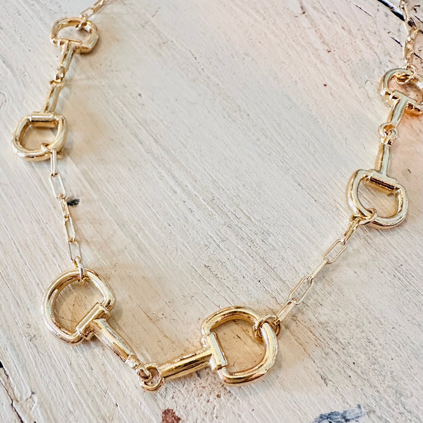 16" Gold Bit & Paperclip Chain Necklace