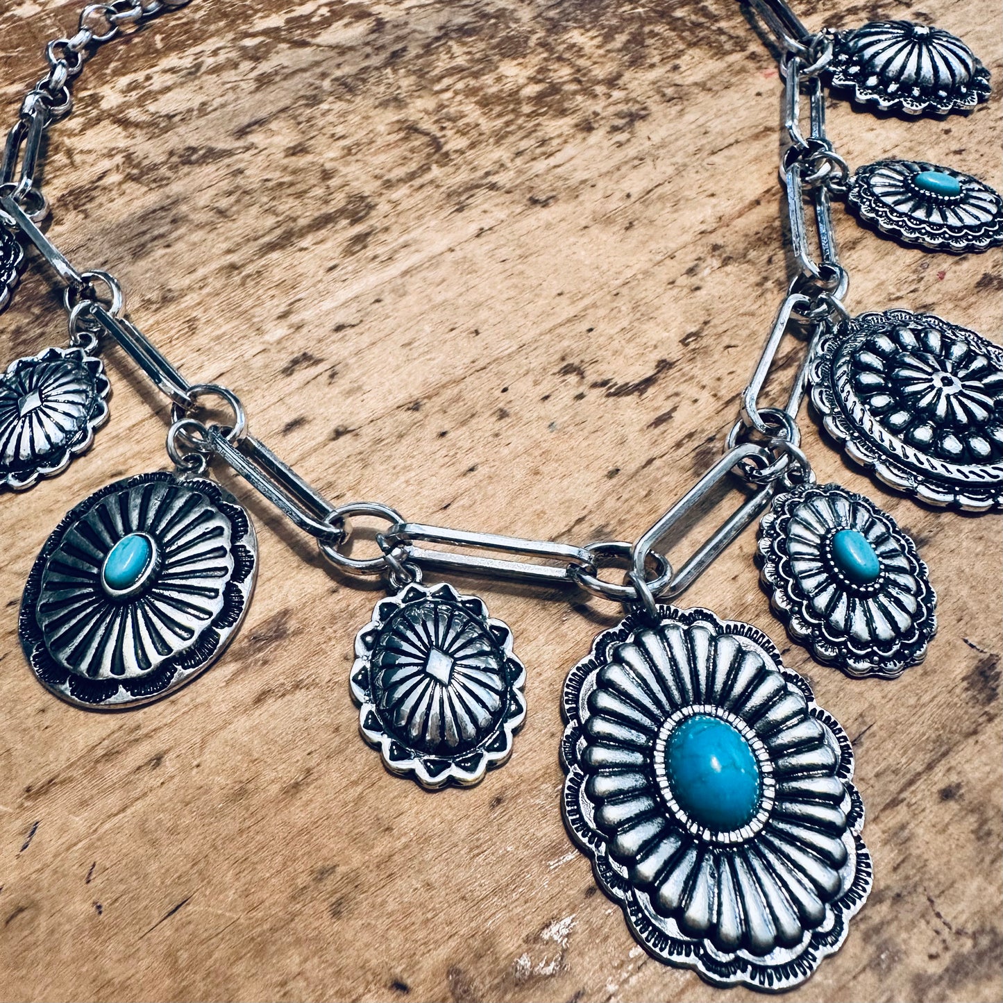 Concho & Turquoise Charm Necklace