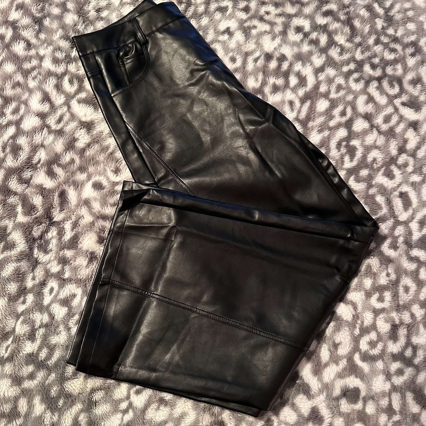 Faux Leather Wide Leg Pants