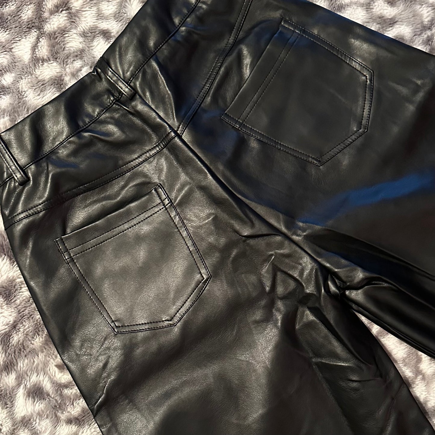 Faux Leather Wide Leg Pants