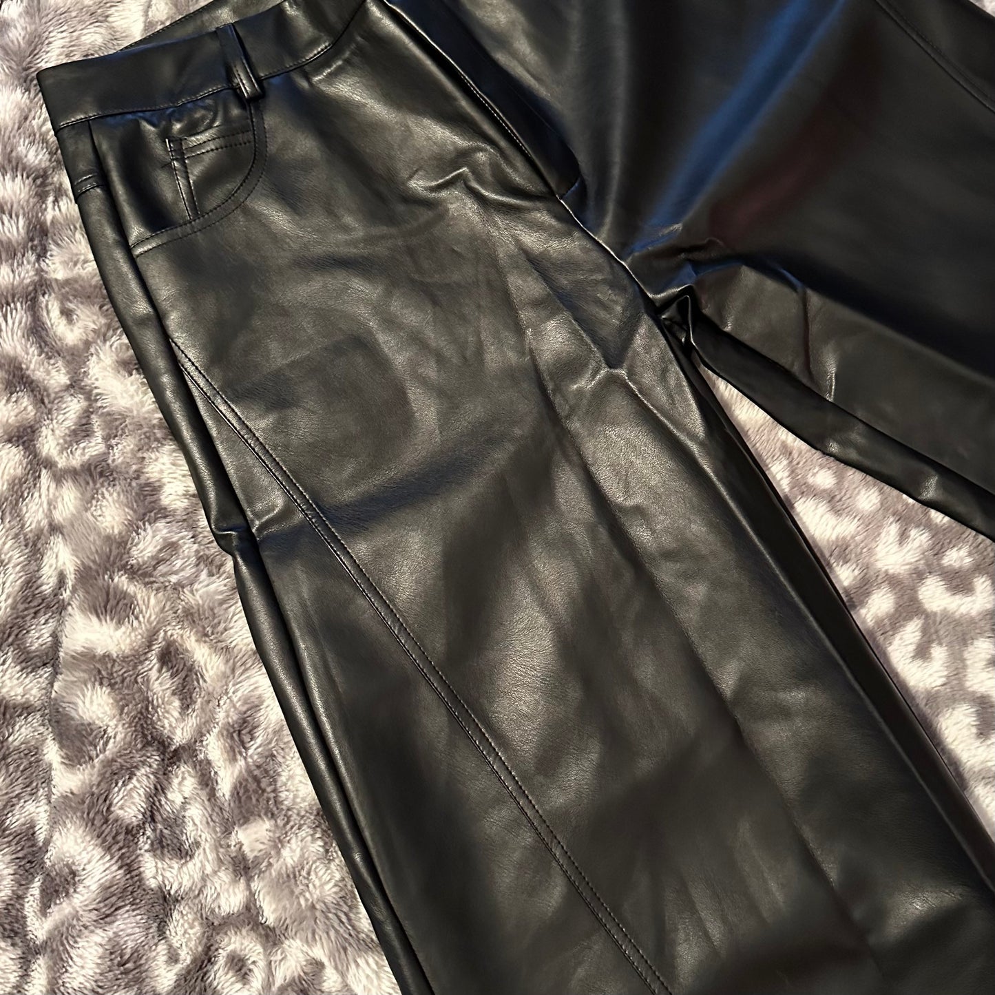 Faux Leather Wide Leg Pants