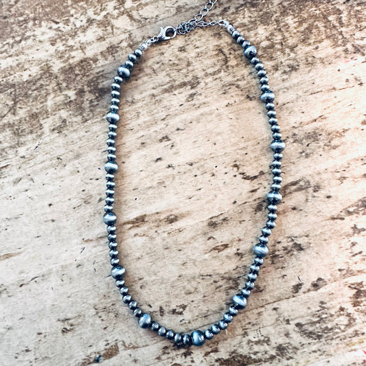 12" Pewter Pearl Choker Necklace