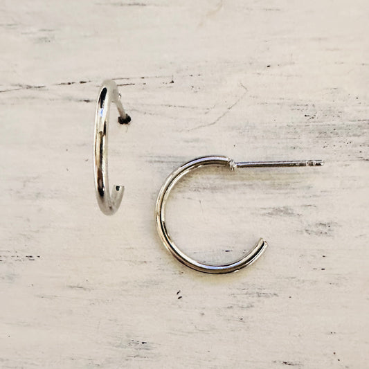 Small Silver Hoop Post Earring