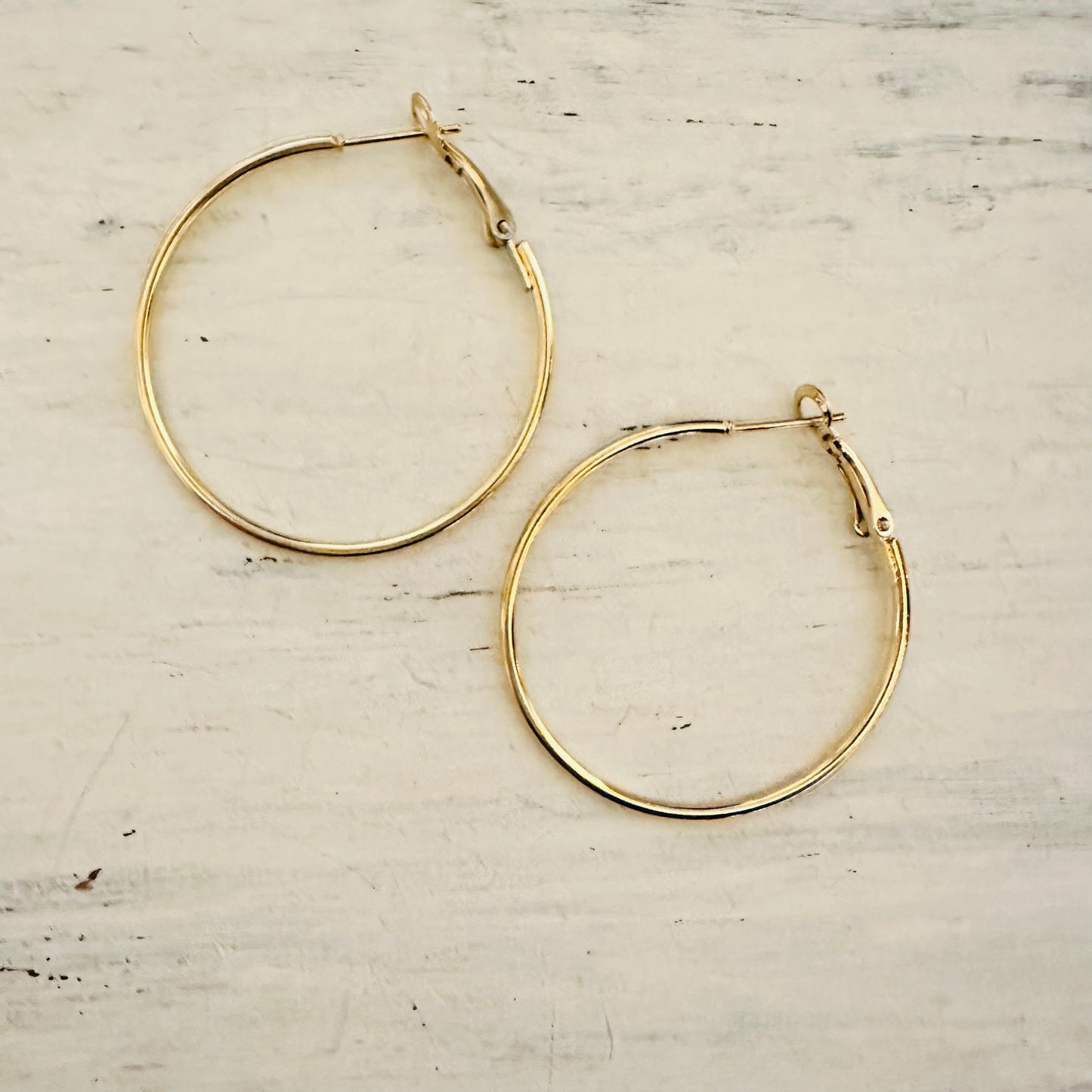 1.5" Gold Lever Back Hoop Earrings