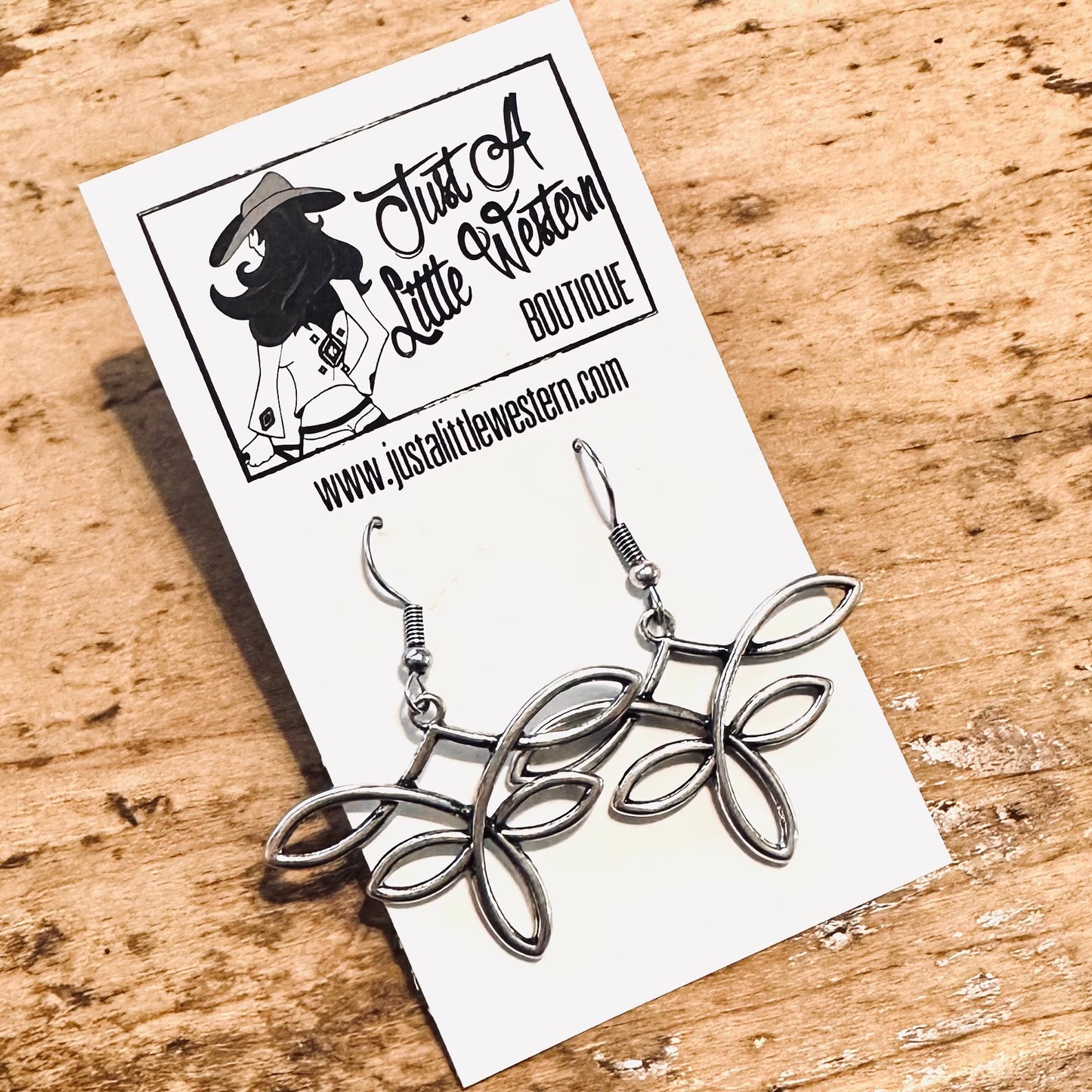 Silver Outline Boot Stitch Earrings