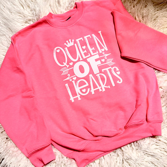 Girls Bright Pink Queen of Hearts Sweatshirt