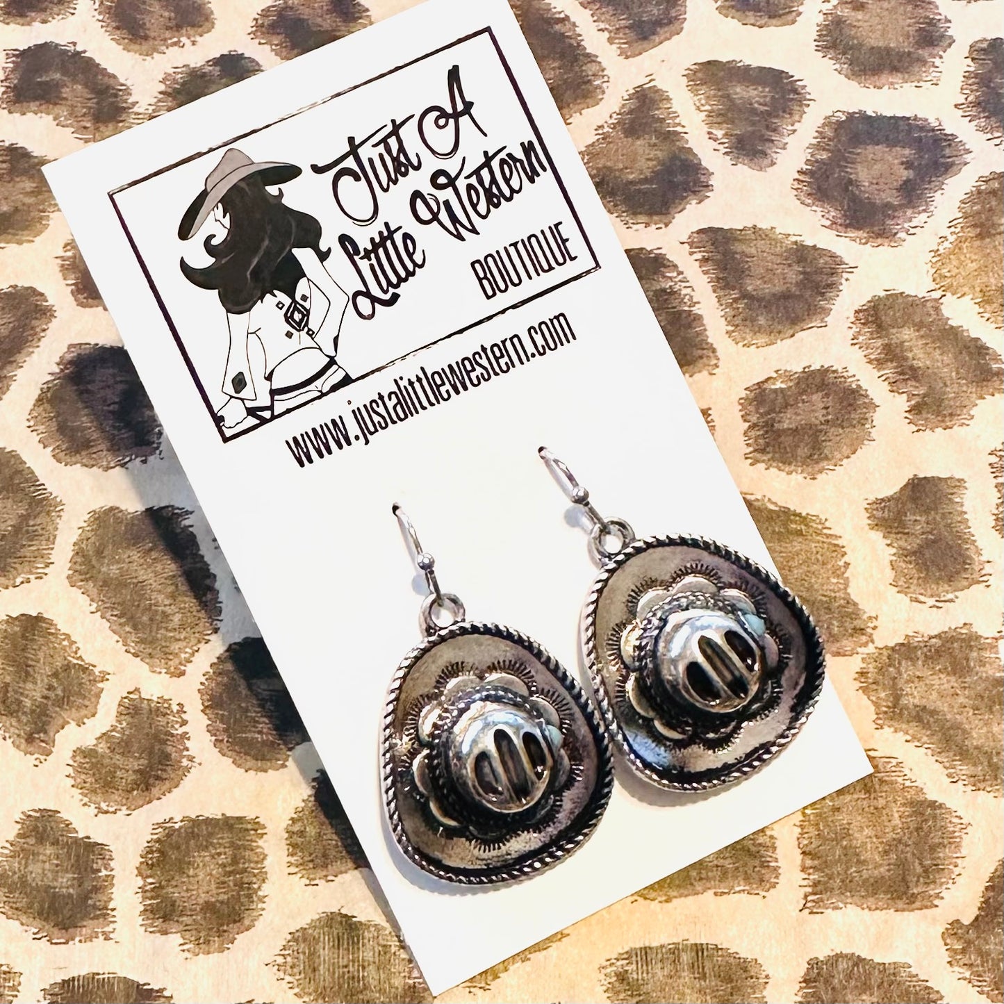 Silver Cowboy Hat Dangle Earrings