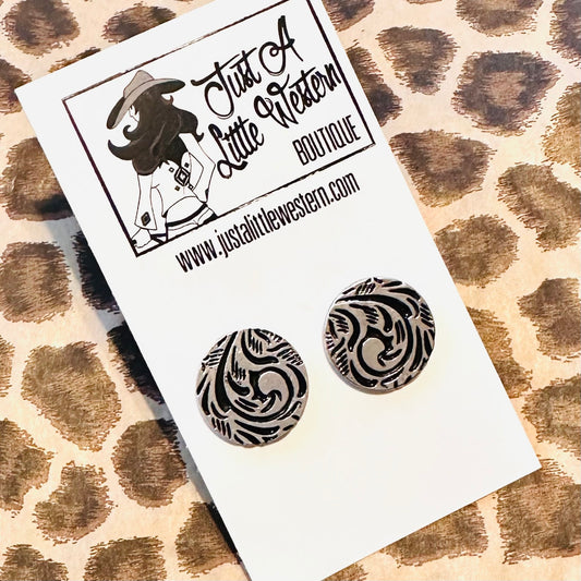 Round Tooled Stamped Stud Earring