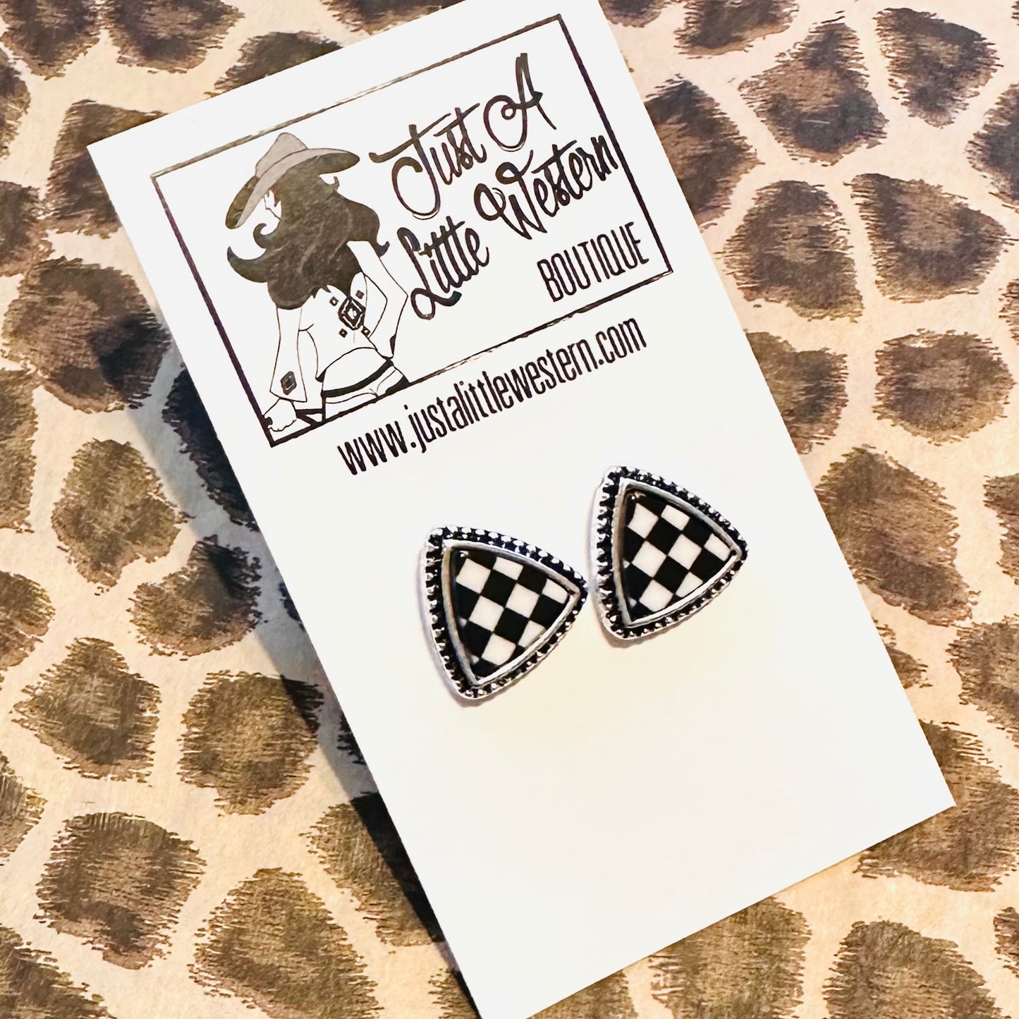 Triangle Checkered Post Earring
