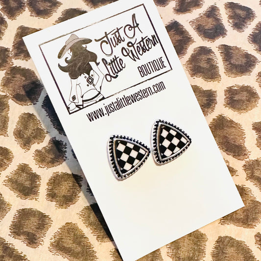 Triangle Checkered Post Earring