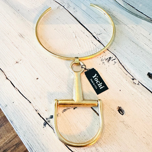 Yochi NY Gold Horse Bit Choker Necklace