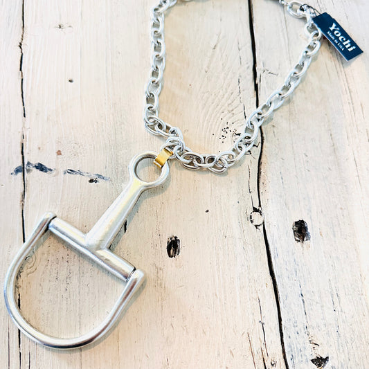 Yochi NY Silver 4.5" Bit Pendant Necklace