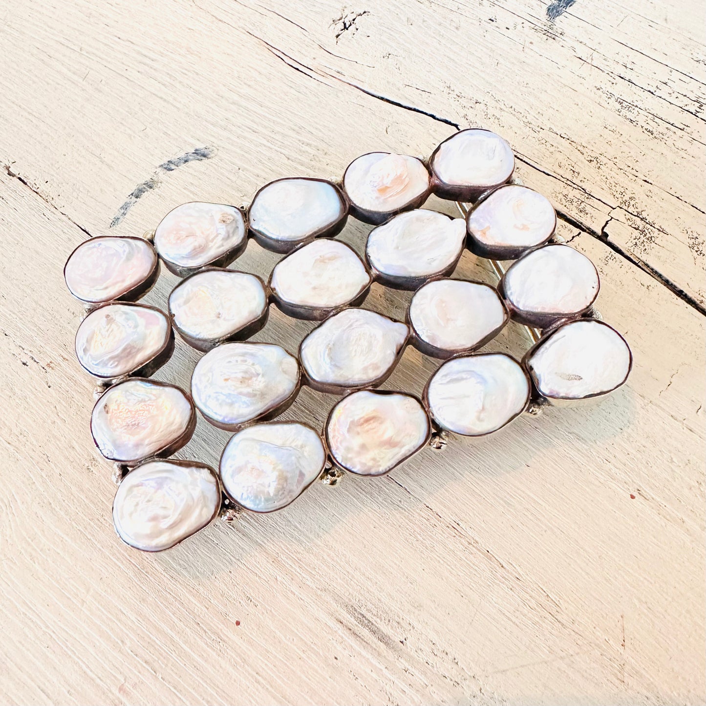 Mother of Pearl Coin Silver Belt Buckle