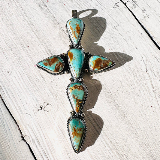 Turquoise Coin Silver Cross