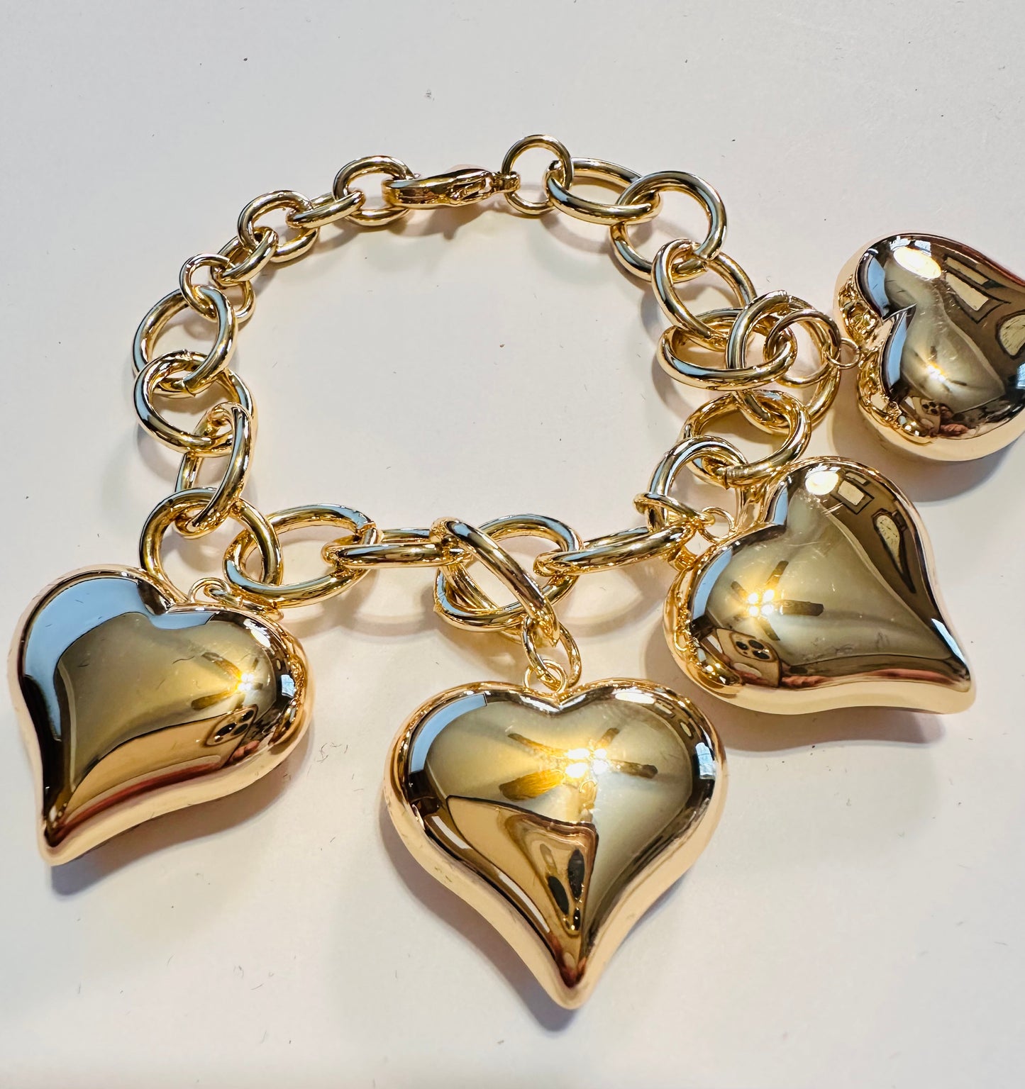 Gold & Puff Heart Bracelet