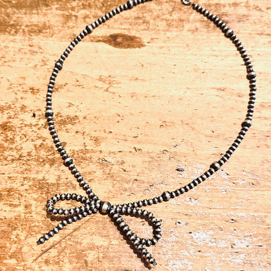 Sterling Bead & Bow Necklace