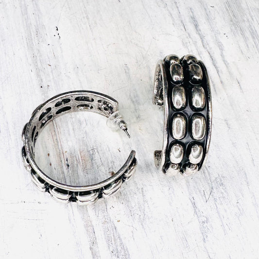 2 Row Bubble Bead Hoop Post Earring