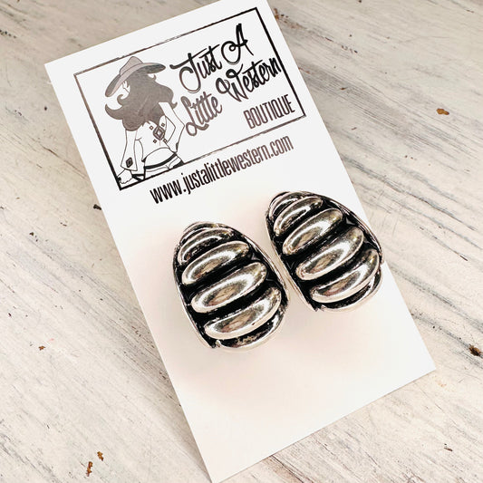 Chunky Oval Bubble Half Hoop Earrings