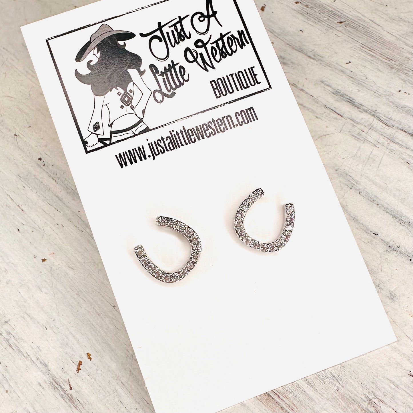 CZ Horseshoe Post Earrings