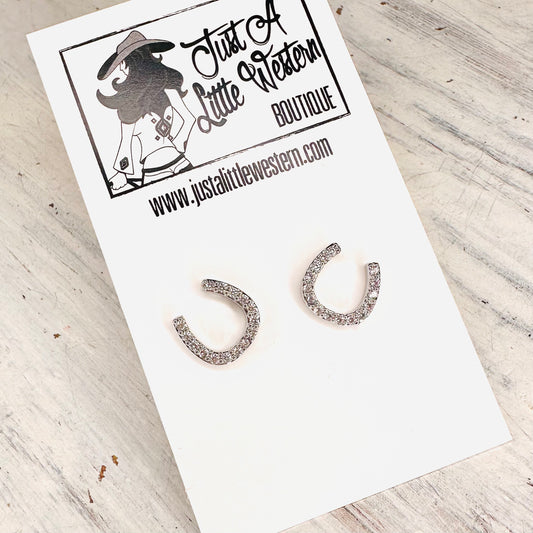 CZ Horseshoe Post Earrings