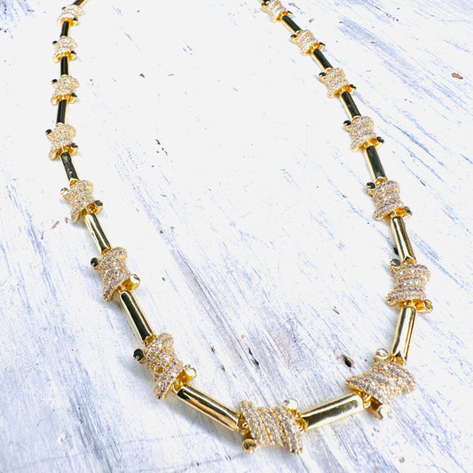 Gold & CZ Barbwire Necklace