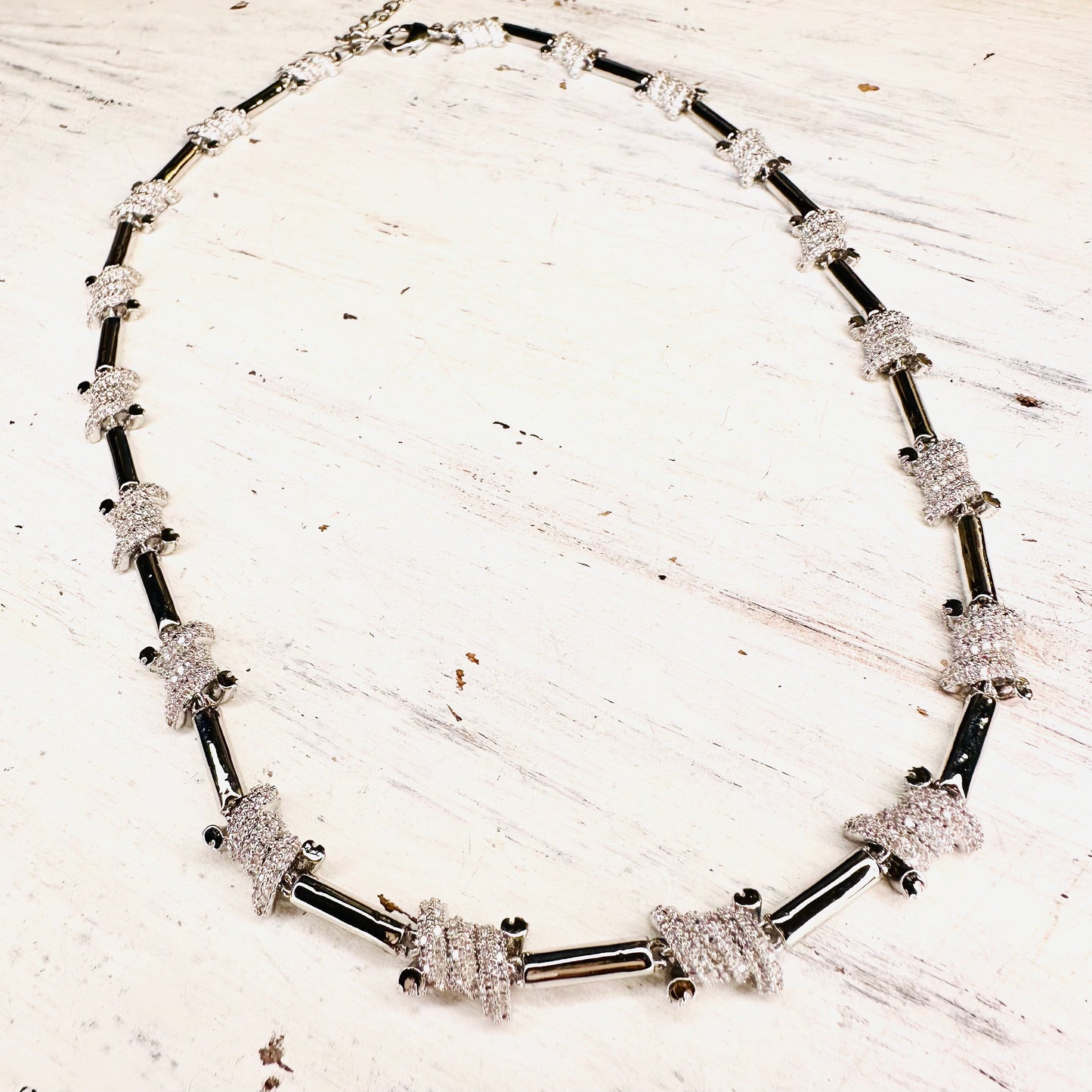 Silver & CZ Barbwire Necklace