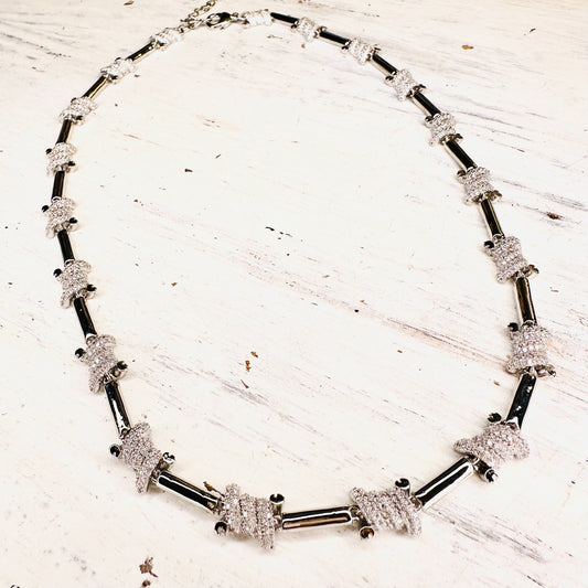 Silver & CZ Barbwire Necklace