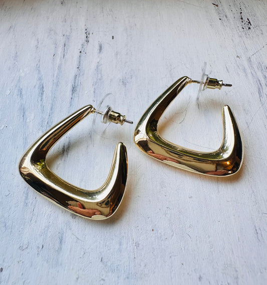 Gold Triangle Post Earring