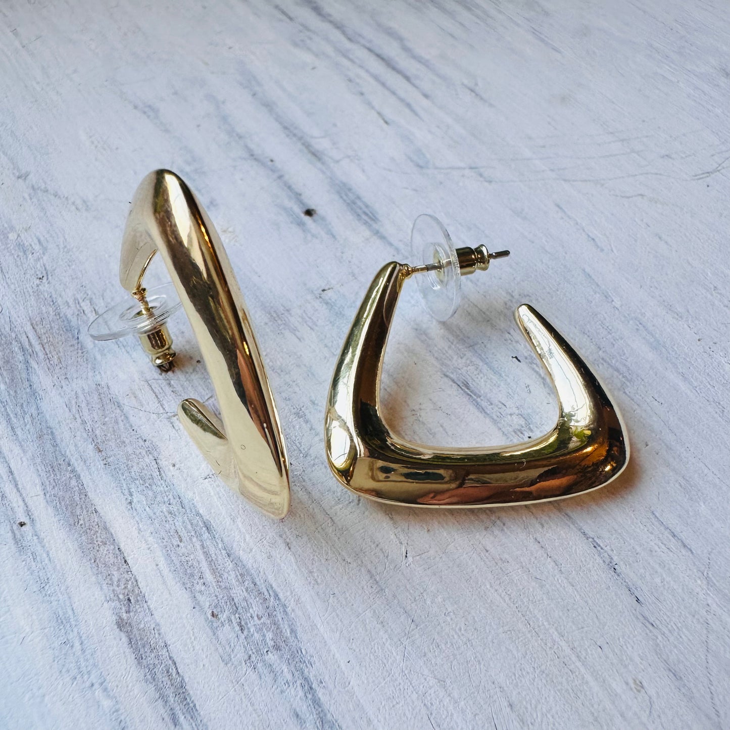 Gold Triangle Post Earring