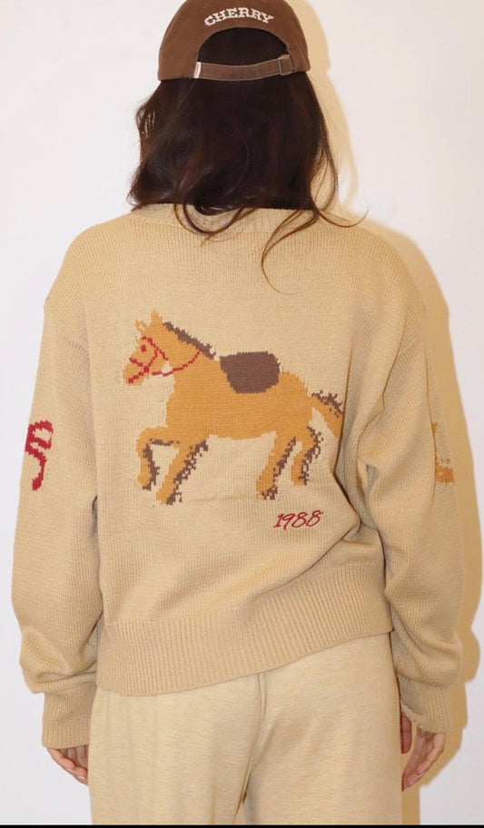 Tan Horse Graphic Sweater