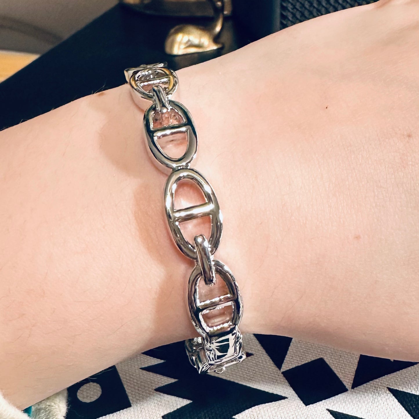 Silver Gradual Large Link Bracelet