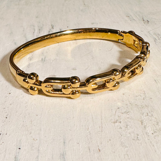 Gold Large Link Hinged Bracelet