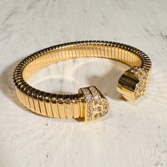 Gold & CZ Chunky Slinky Cuff Bracelet