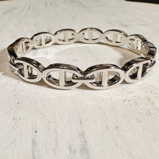 Silver Link Hinge Cuff Bracelet